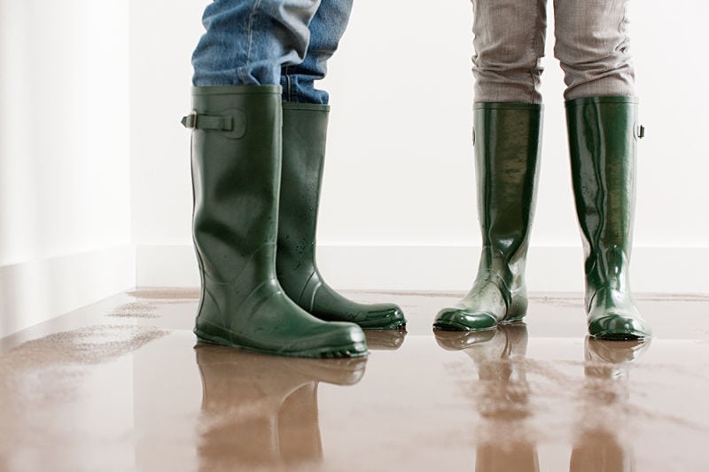 Water all over the floor.